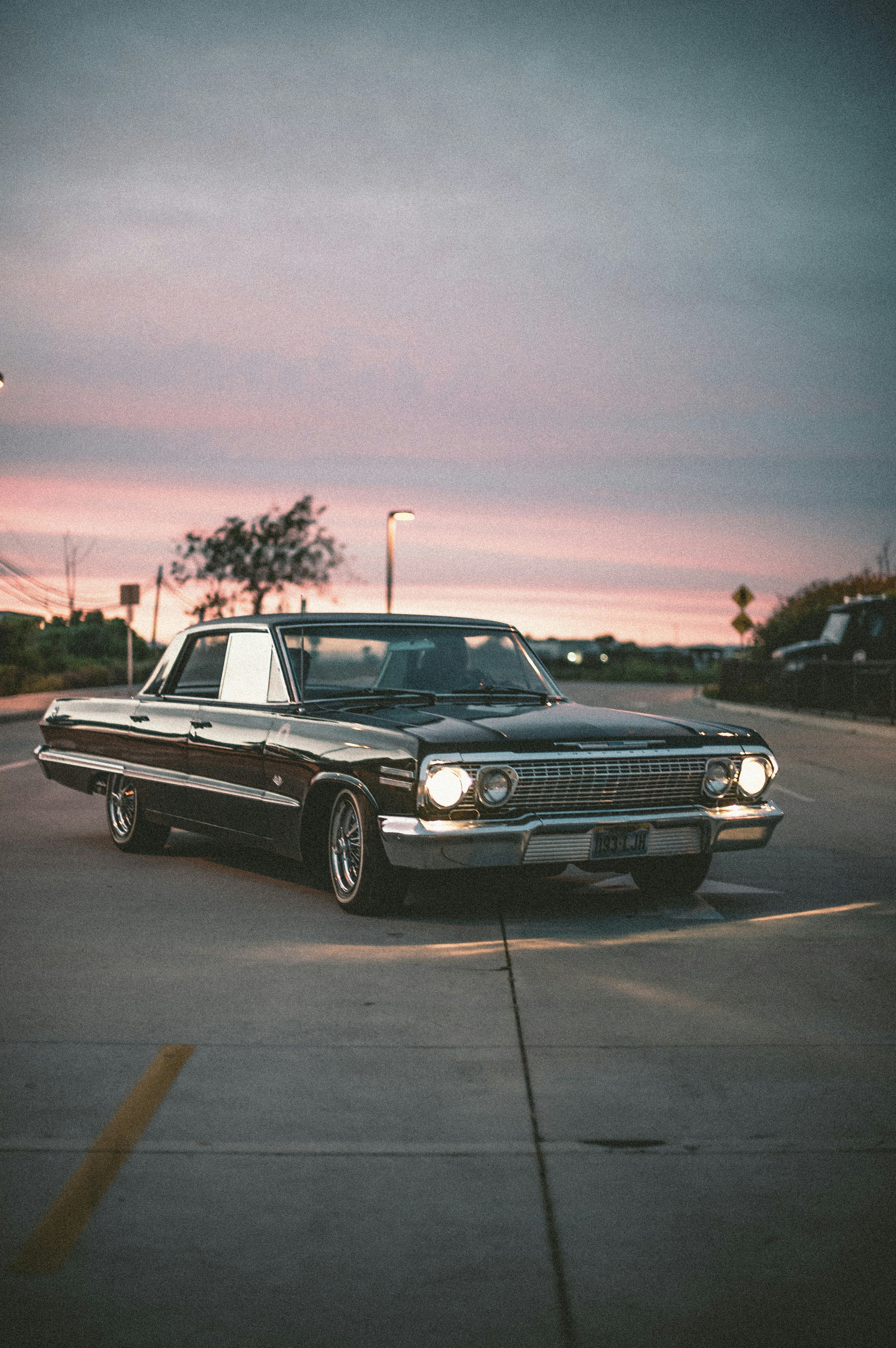 1963 Chevrolet Impala Classic Car at Sunset – Vintage Lowrider Aesthetic