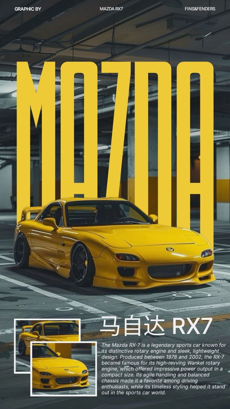 #Iconic #Mazda #RX7 #Bold #Yellow #Rotary #Legend