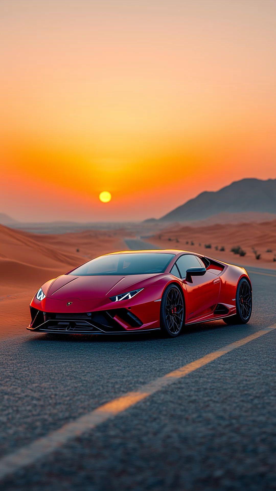 #Red #Lamborghini #Huracan #Evo #Desert #Sunset #Wallpaper #Side #Profile #Power #Mobile #Quality
