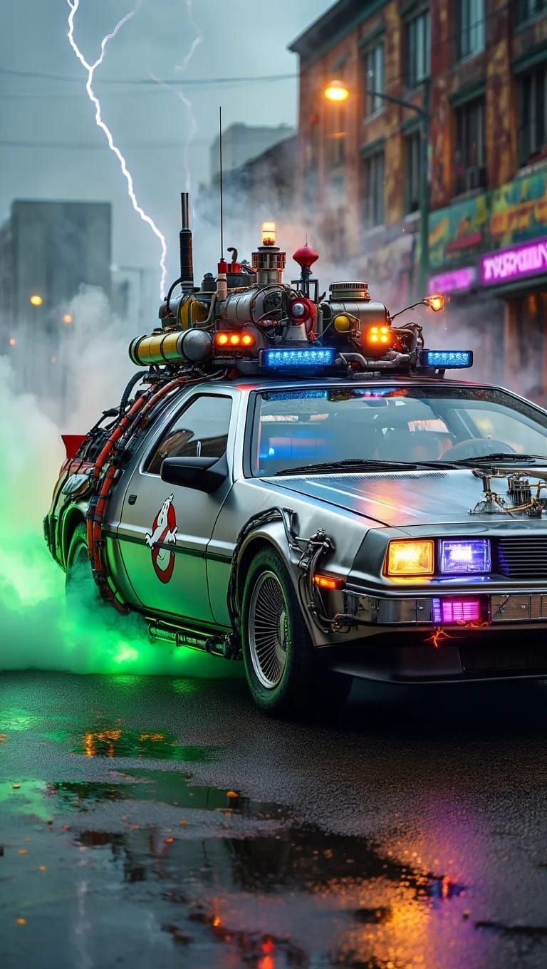 #Fusión #DeLorean #con #Fusión #DeLorean #con #Ecto1 #regreso #futuro