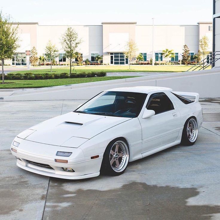 #White #coloured #Mazda #RX7 #FC3S #car #design