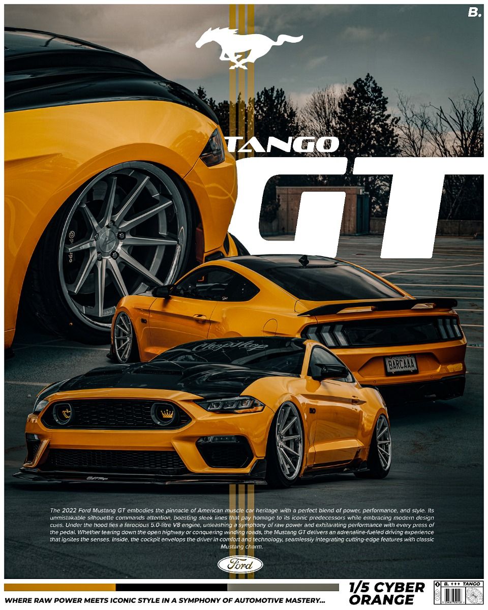 #EyeCatching #Cyber #Orange #Ford #Mustang #Digital #Poster