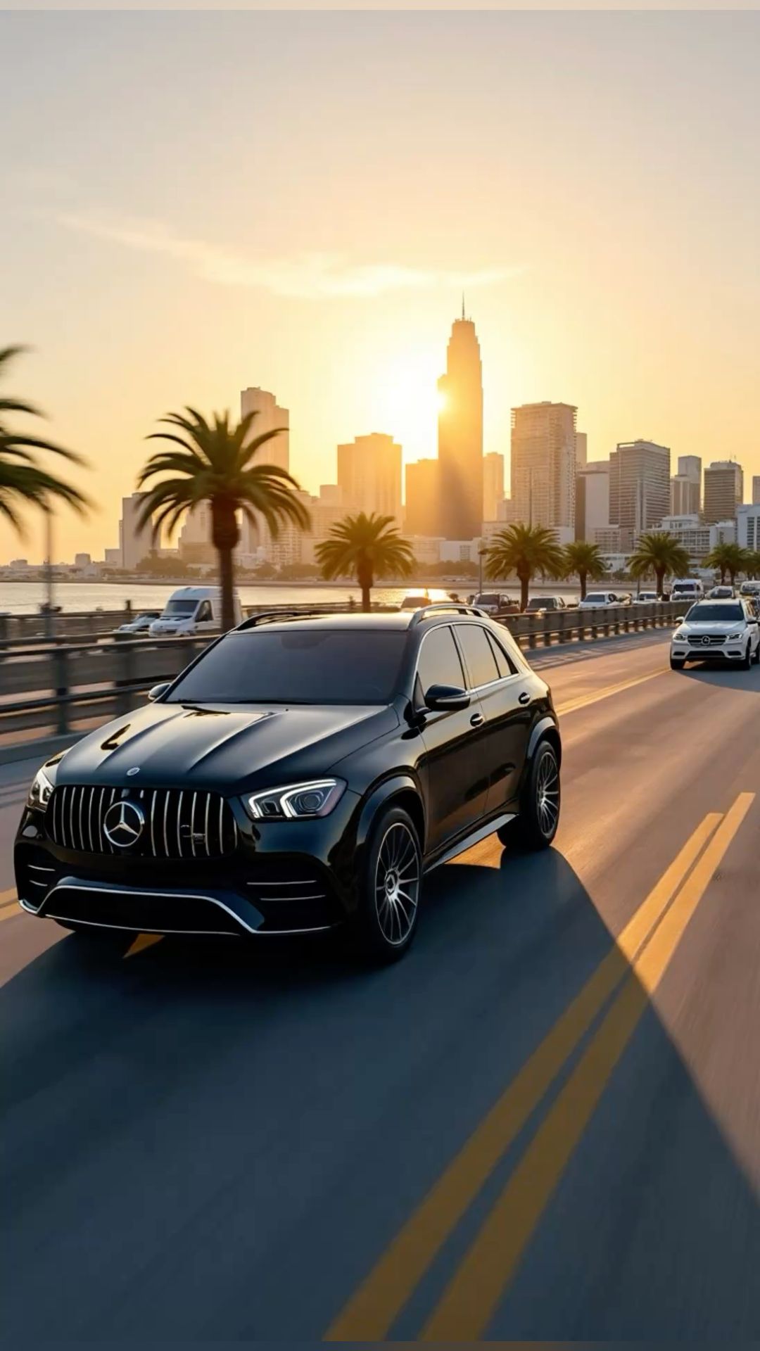 #Luxury #Sunset #Drive #Miami #Black #Mercedes #SUV