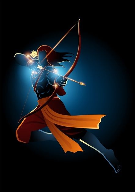 #Illustration #lord #rama #bow #arrow #indian #god #hindu #Premium #Vector