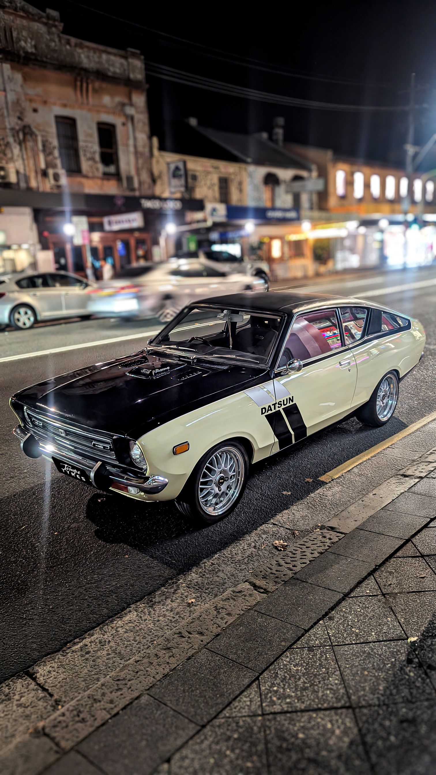 Classic 1976 Datsun 120Y on Simmons OM series Wheels 💛🤍