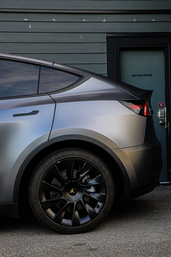 #Tesla #Model #Satin #Dark #Grey #Gold #Accents #Twiisted #Wrap