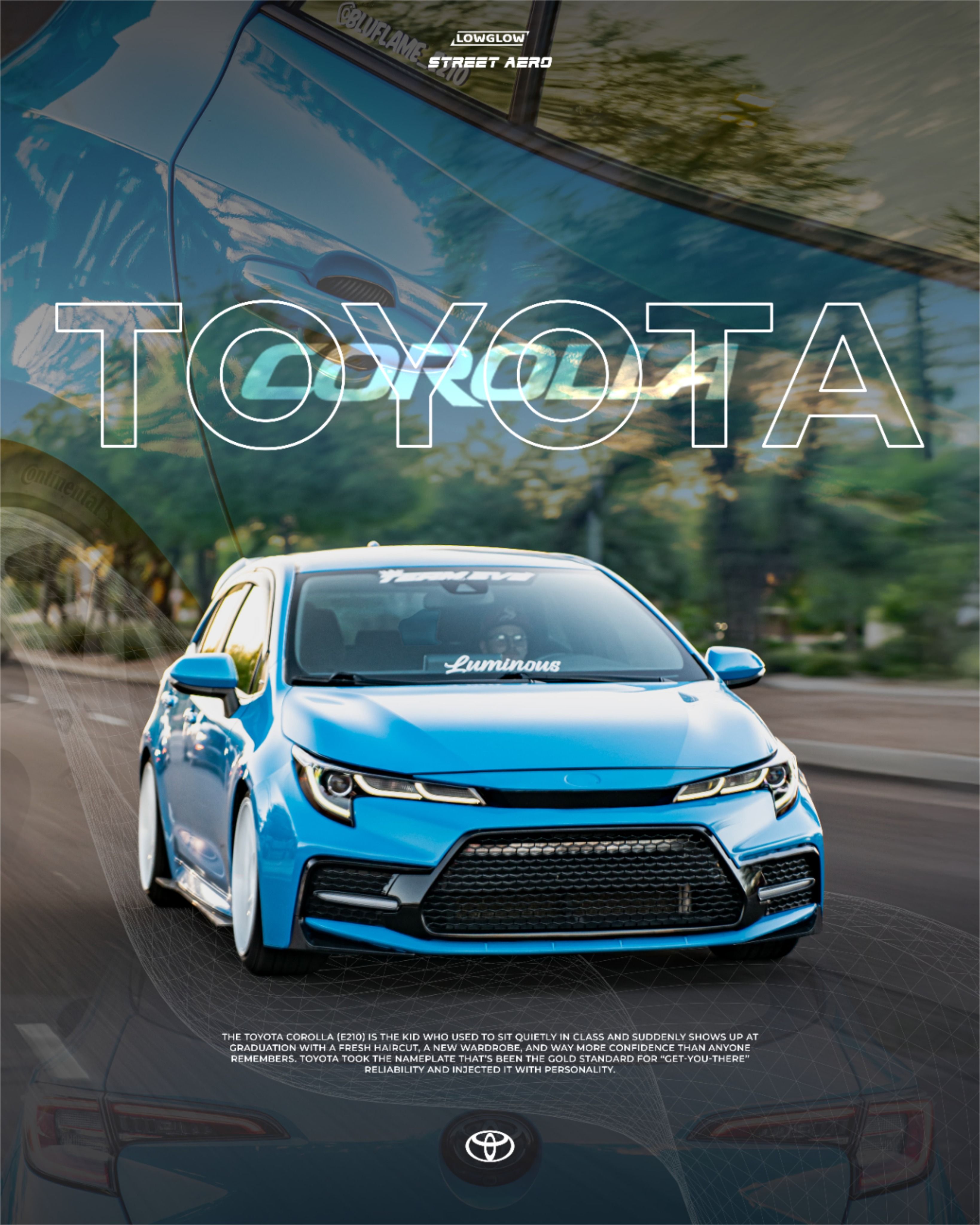 Blue Toyota Corolla Car Poster Digital Design