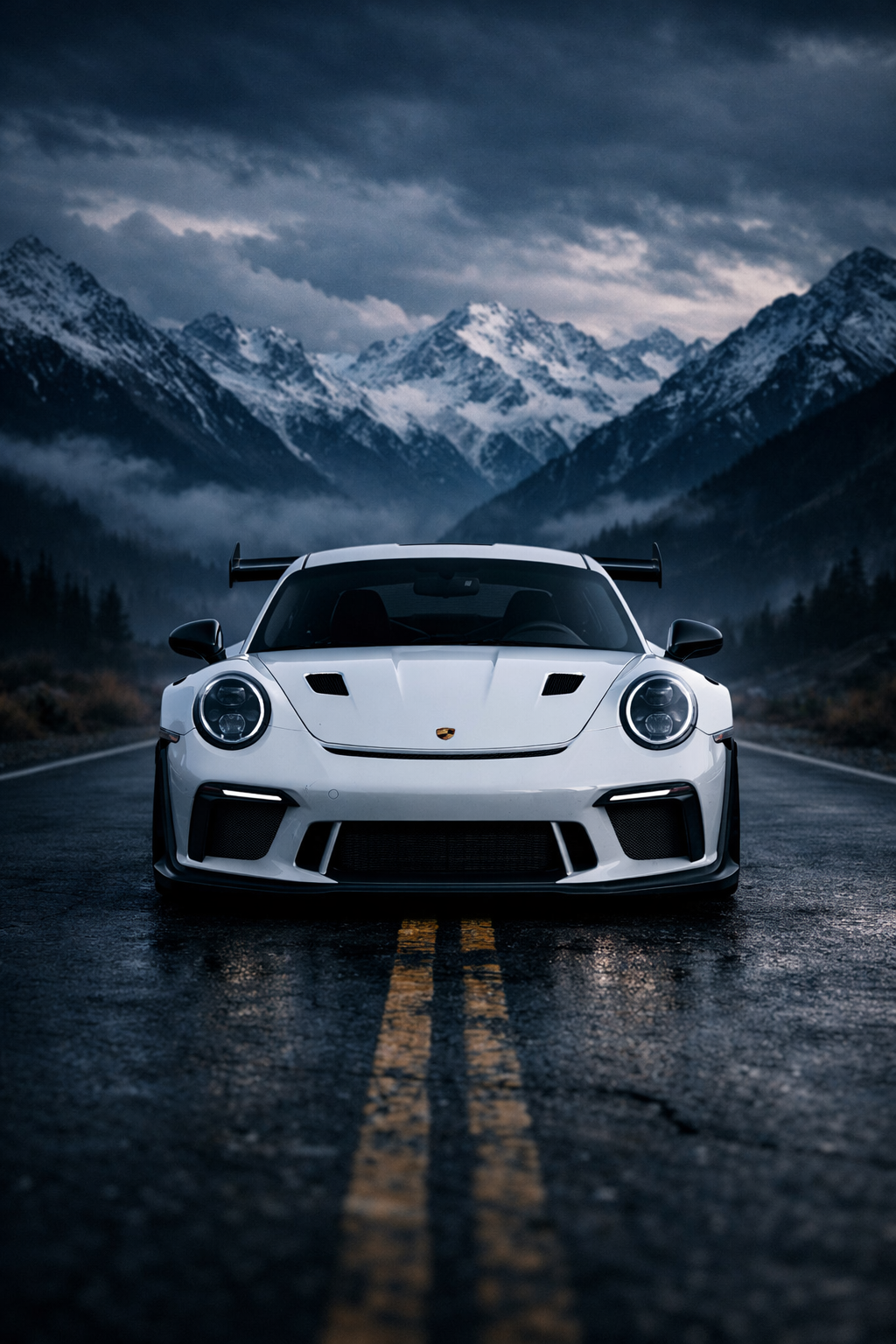 #Porsche #gt3 #mountains #white