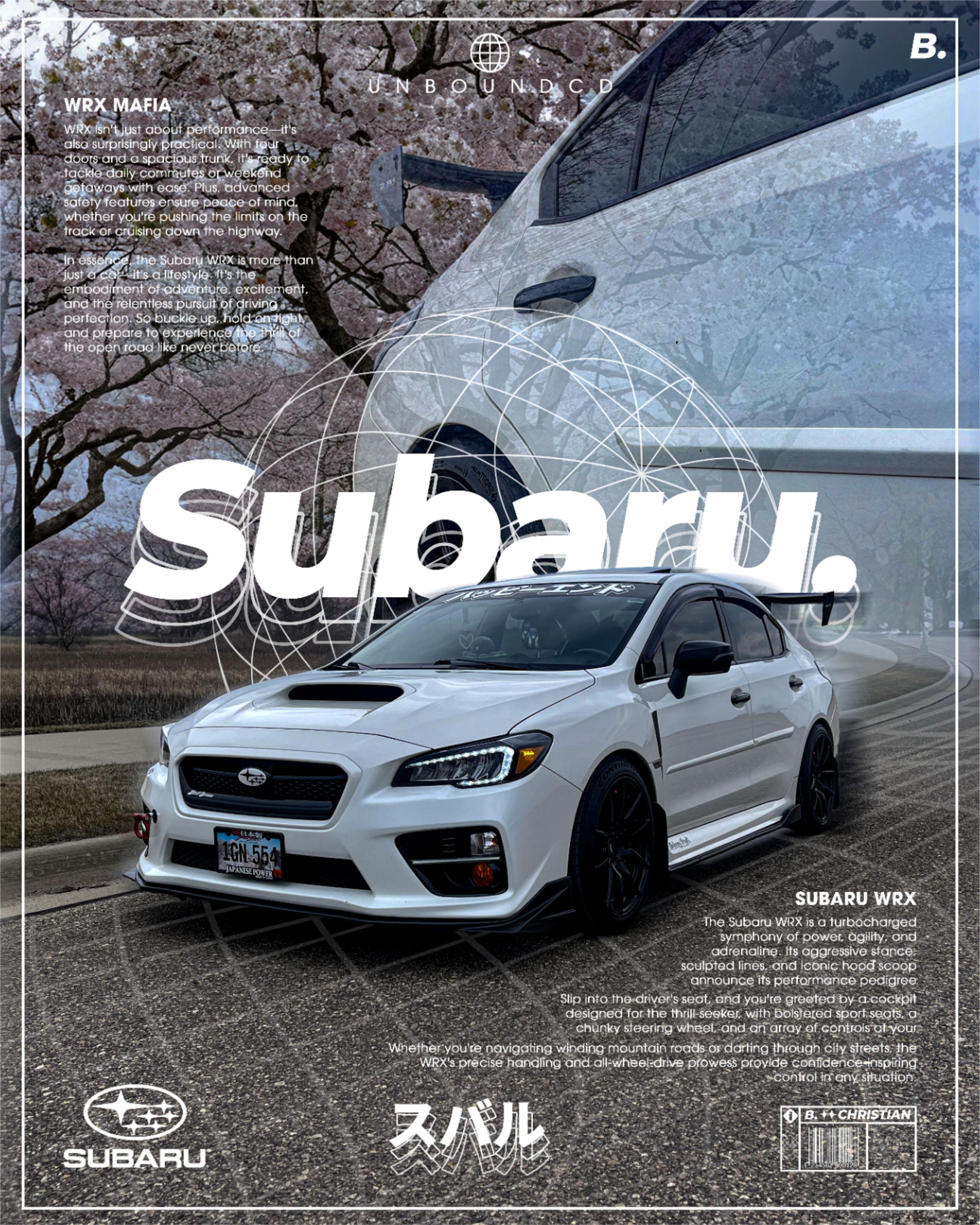 White Modified Subaru WRX | Digital Poster Design Magazine