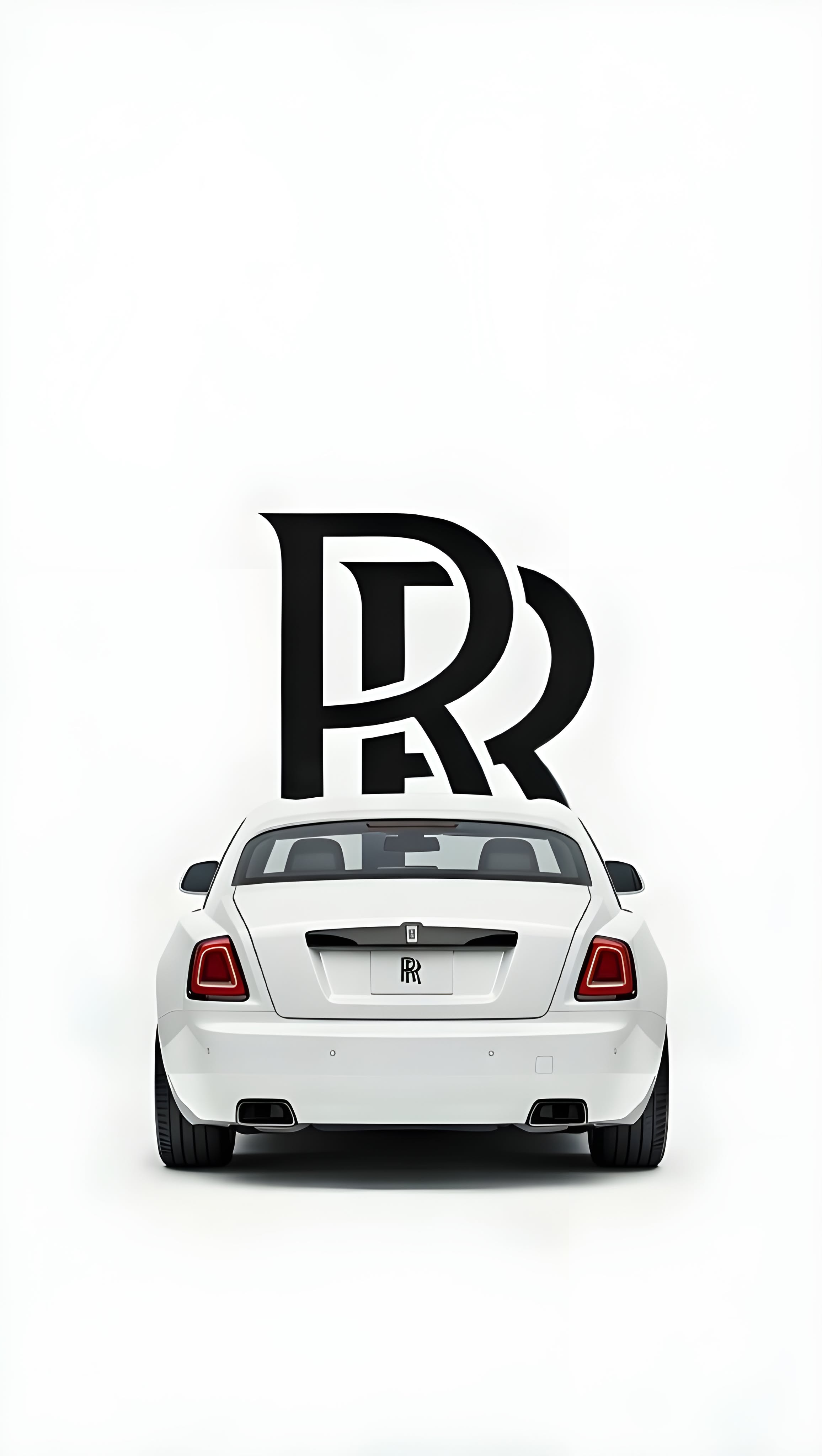 Luxury Rolls-Royce Ghost Front View Minimalist White Car Wallpaper for iPhone & Android