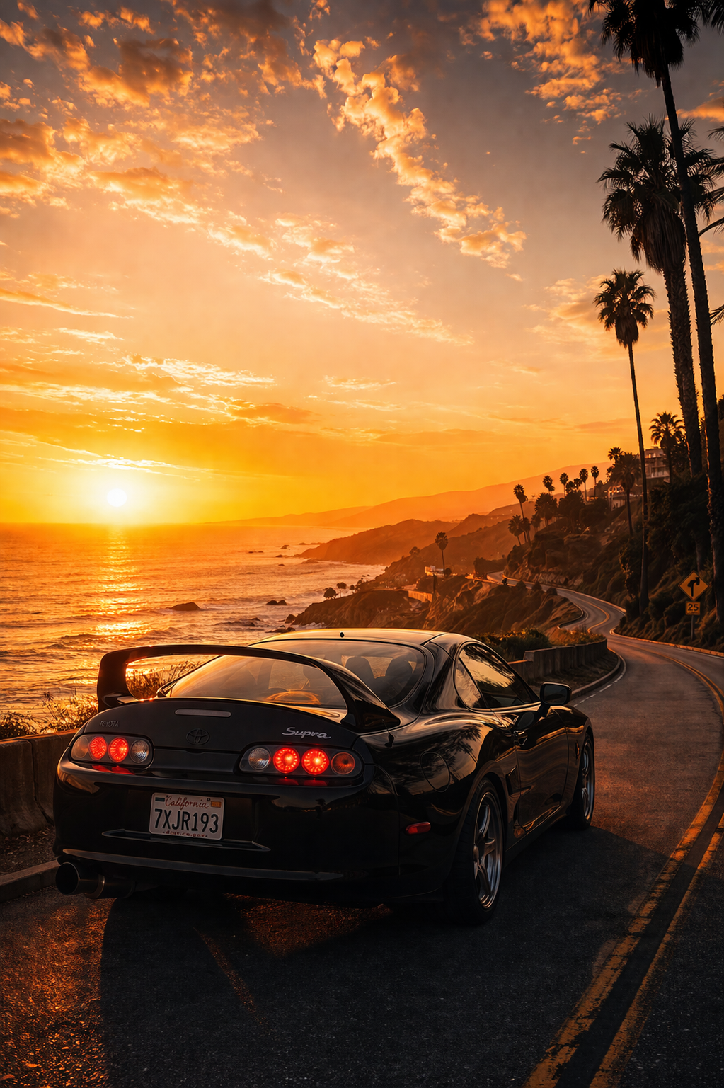 #Car #parked #beach #hill #orange #sunset #SUPRA