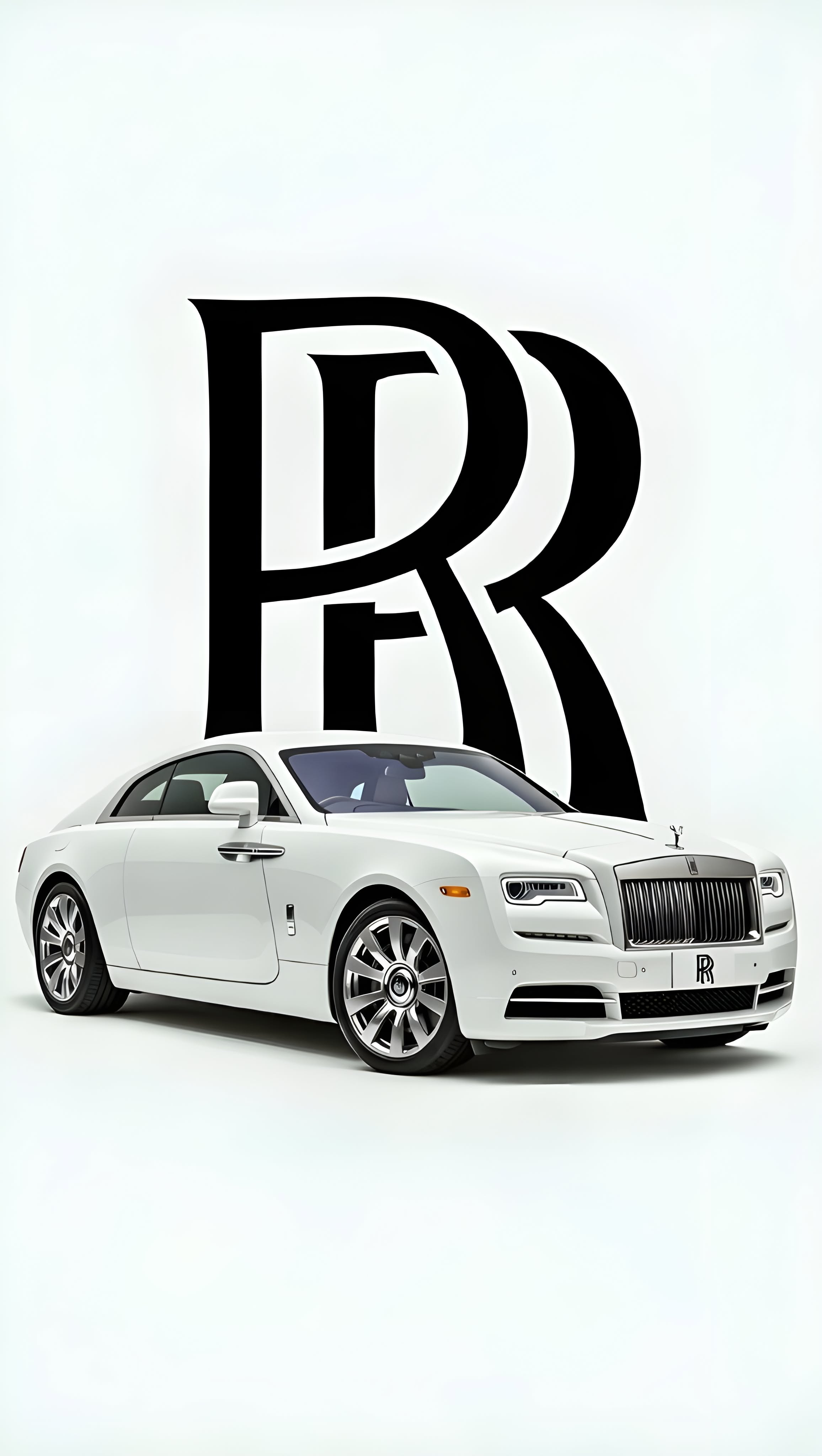 Luxury Rolls-Royce Ghost Front View Minimalist White Car Wallpaper for iPhone & Android
