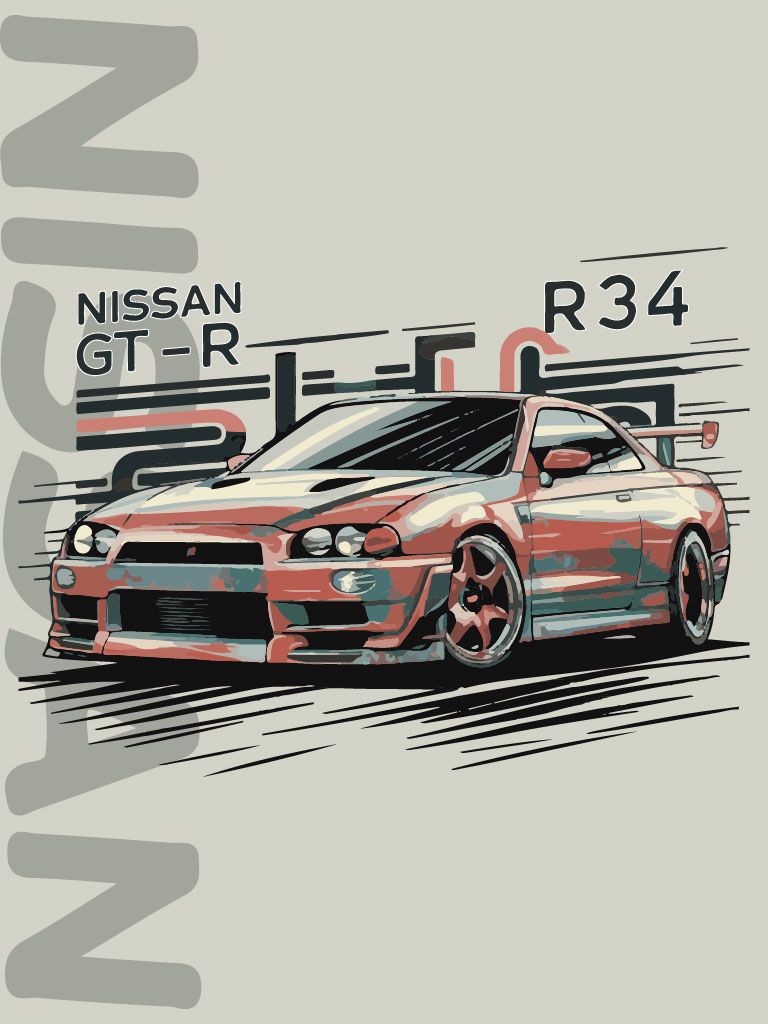 #Nissan #GTR #R34 #Vintage #Car #Art #Design #Cruise #Dresses