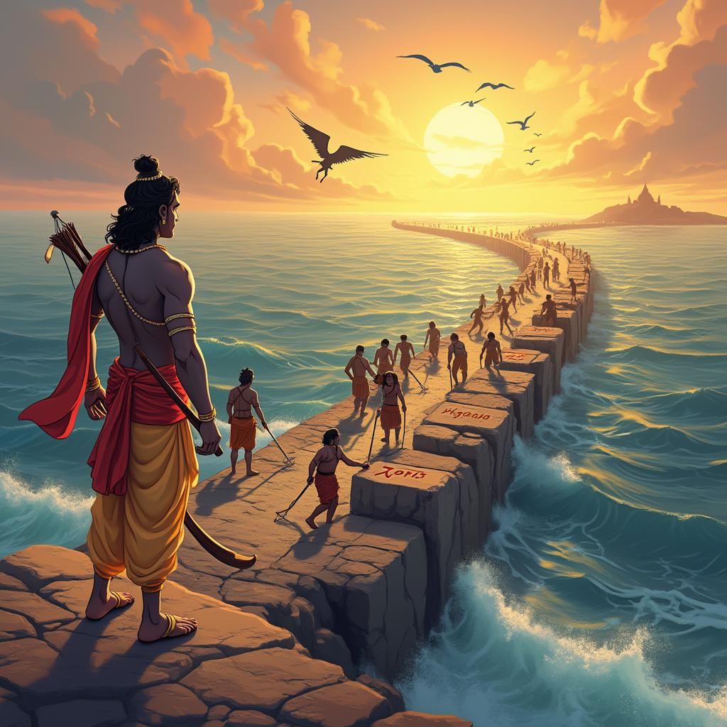 #Ram #Setu #Wandkunst #Ramayana #inspirierte #göttliche #Brücke #Poster #Hinduistische #Mythologie #spirituelles #Dekor #Lord #Ram #Ozeanüberquerung